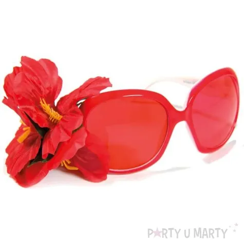 okulary party kwiatek czerwone folat