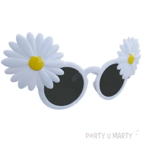 okulary party kwiatki stokrotki biale folat