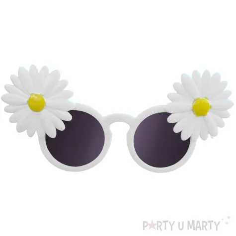 okulary party kwiatki stokrotki biale folat
