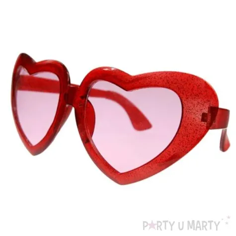 okulary party mega serca czerwone