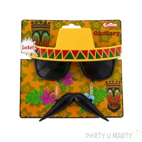 okulary party meksykanin z wasami