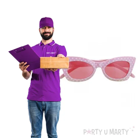 okulary party modne groszki rozowe funny fashion