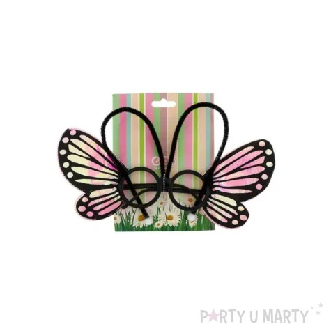 okulary party motylek rozowe