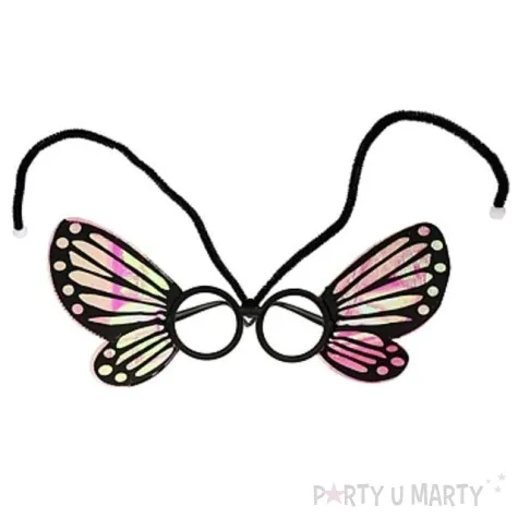 okulary party motylek rozowe