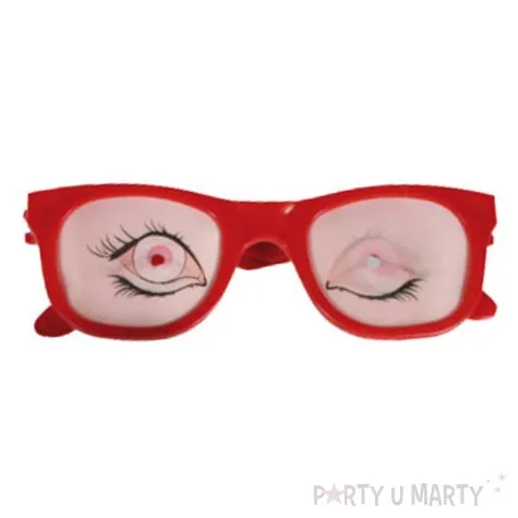 okulary party oczy z efektem 3d czerwone kemis