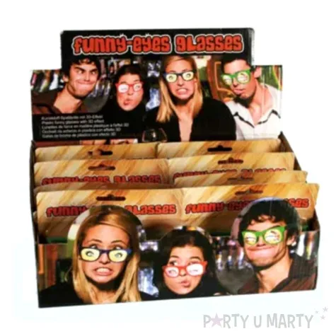 okulary party oczy z efektem 3d czerwone kemis