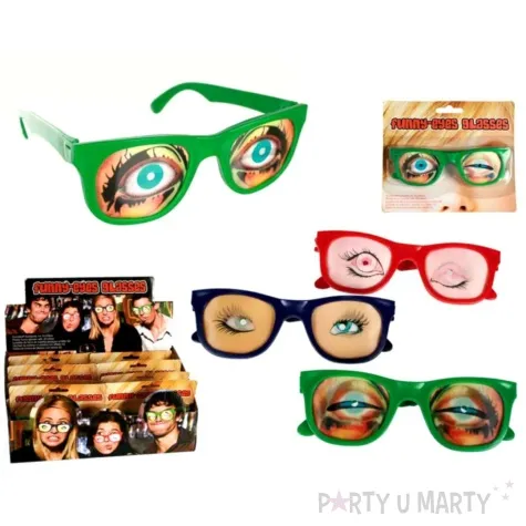 okulary party oczy z efektem 3d czerwone kemis