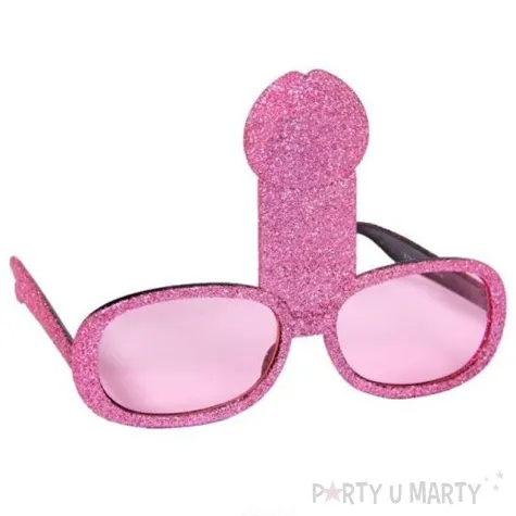 okulary party penis brokatowy rozowy folat