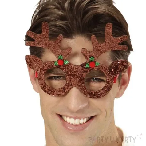 okulary party renifer brazowy polysk widmann