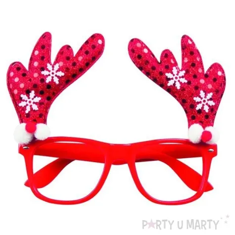 okulary party renifer z rogami czerwone godan
