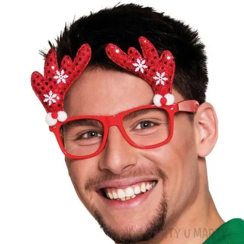 okulary party renifer z rogami czerwone godan