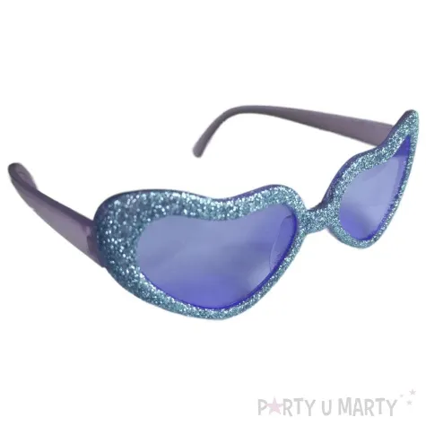 okulary party serca brokatowe niebieski aster