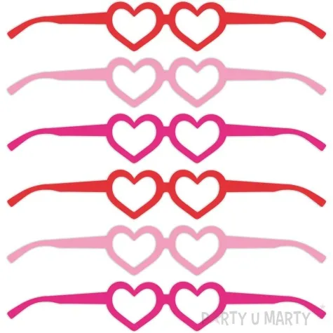 okulary party serca w kolorze poziomek papierowe 6 szt