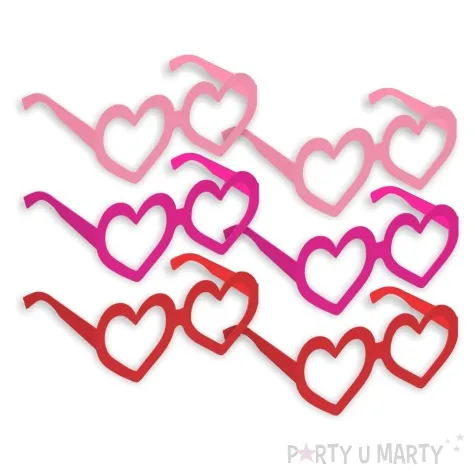 okulary party serca w kolorze poziomek papierowe 6 szt