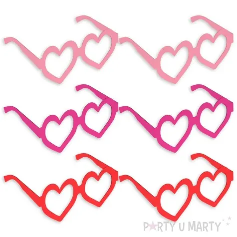 okulary party serca w kolorze poziomek papierowe 6 szt