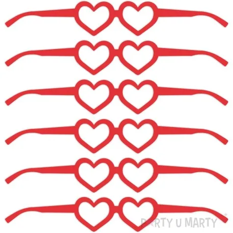 okulary party serca w kolorze truskawek papierowe 6 szt