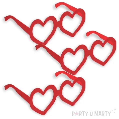 okulary party serca w kolorze truskawek papierowe 6 szt