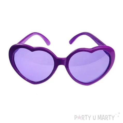 okulary party serduszka purpurowe