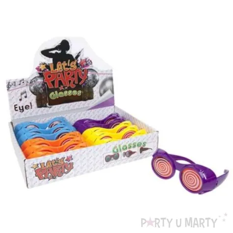 okulary party spiralki niebieskie