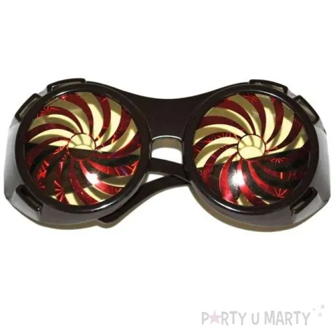 okulary party steampunk czerwono zlote funny fashion