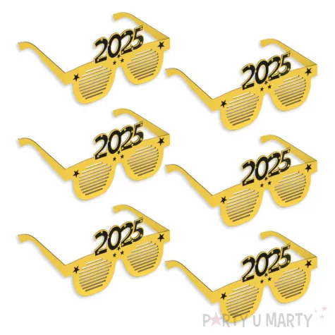 okulary party sylwester 2025 zloty 6 szt