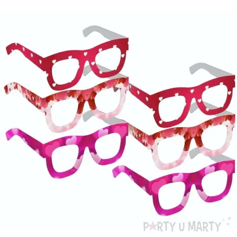okulary party w kolorze walentynek mix 6 szt