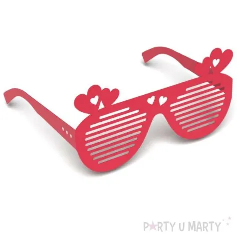 okulary party walentynkowe serca papierowe 6 szt