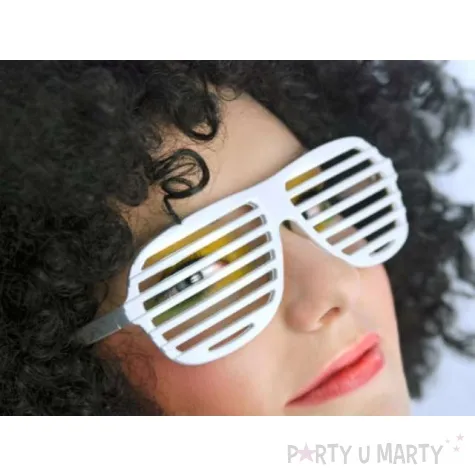 okulary party zaluzje biale