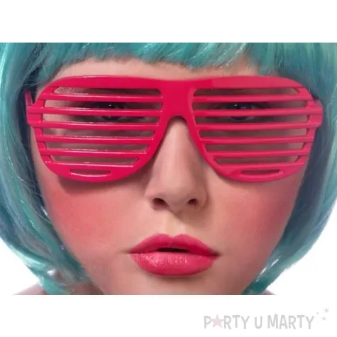 okulary party zaluzje malinowe