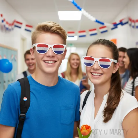okulary plastikowe flaga holandii na mundial mecz dzien jezykow do szkoly niderlandy