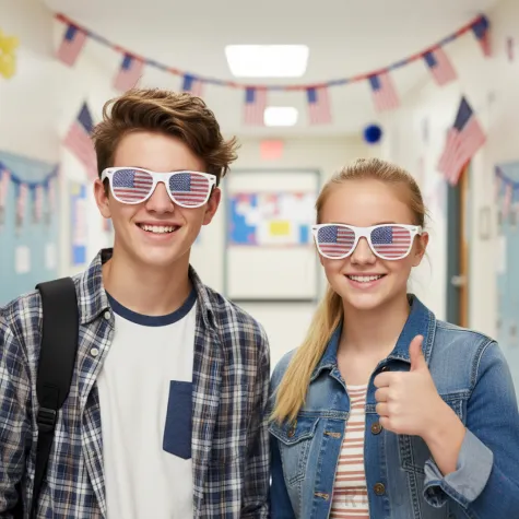 okulary plastikowe flaga usa na mundial mecz dzien jezykow do szkoly stany zjednoczone