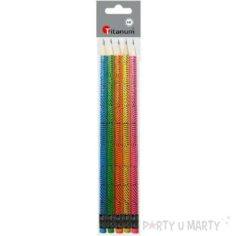 olowki metalizowane z gumka mix titanum hb 5 szt