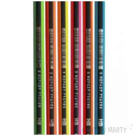 olowki szesciokatne z gumka mix neonowy titanum hb 6 szt