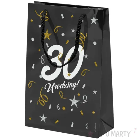 opakowanie na prezenty papierowa torba prezentowa 30 urodziny glamour 25x17x7 cm
