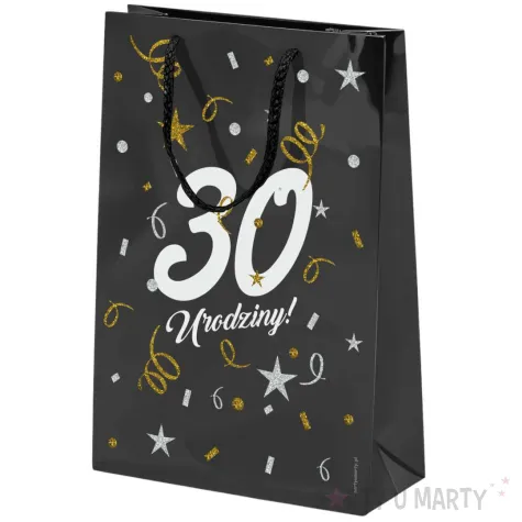 opakowanie na prezenty papierowa torba prezentowa 30 urodziny glamour 32x24x9 cm