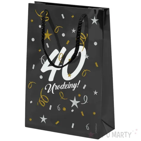 opakowanie na prezenty papierowa torba prezentowa 40 urodziny glamour 25x17x7 cm