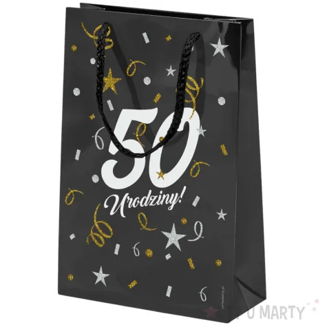 opakowanie na prezenty papierowa torba prezentowa 50 urodziny glamour 25x17x7 cm