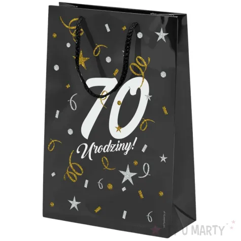 opakowanie na prezenty papierowa torba prezentowa 70 urodziny glamour 32x24x9 cm
