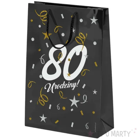 opakowanie na prezenty papierowa torba prezentowa 80 urodziny glamour 40x30x10 cm