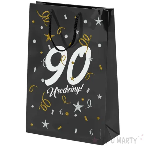 opakowanie na prezenty papierowa torba prezentowa 90 urodziny glamour 40x30x10 cm