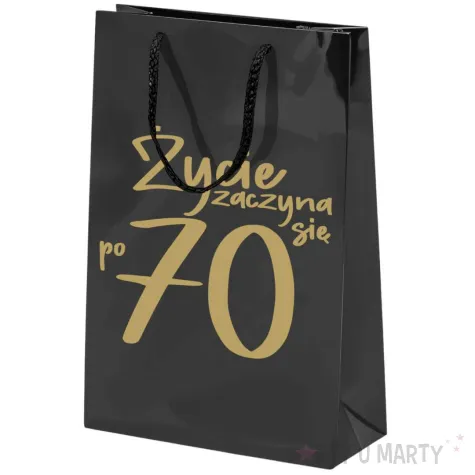 opakowanie na prezenty torba prezentowa 70 urodziny zycie zaczyna sie po 70 32x24x9 cm