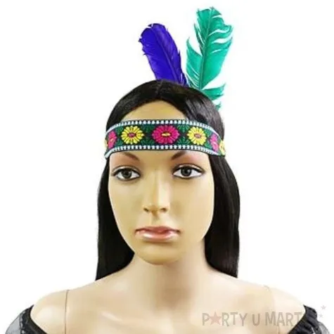 opaska elastyczna party indianin niebieskie piora