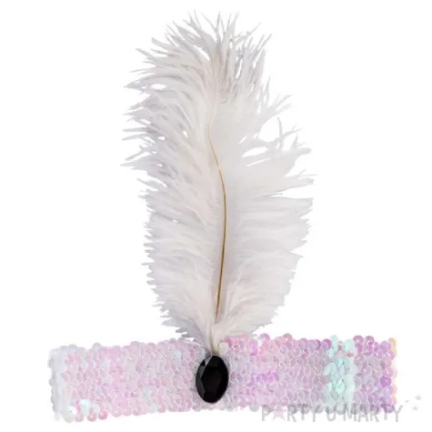 opaska elastyczna retro lata 20 bialy carnivaltoys