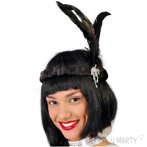 opaska elastyczna retro lata 20 czarna guirca