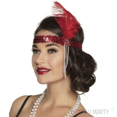 opaska elastyczna retro lata 20 czerwona godan