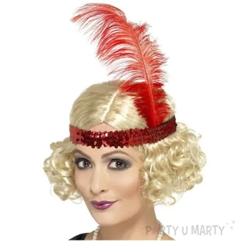 opaska elastyczna retro lata 20 czerwona partytino