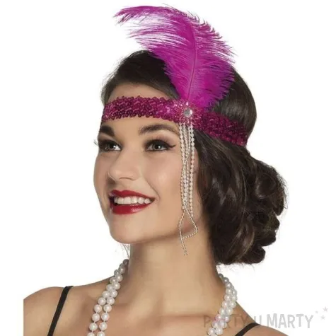 opaska elastyczna retro lata 20 rozowa godan