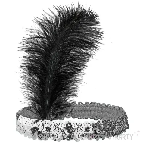 opaska elastyczna retro lata 20 srebrno czarna widmann