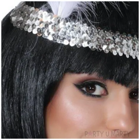 opaska elastyczna retro lata 20 srebrny guirca