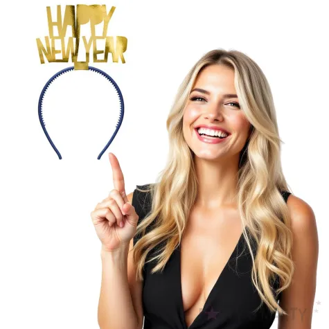 opaska happy new year zlota partydeco 1 szt